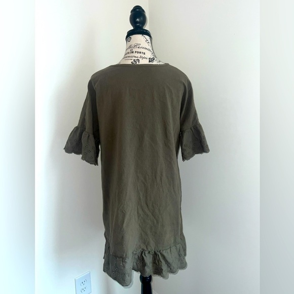 Women's Army Green Short-Sleeved Dress, XL - Picture 3 of 3